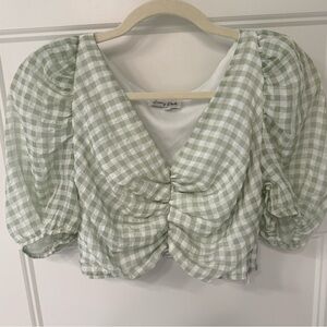 Cropped Blouse with Puff Sleeve